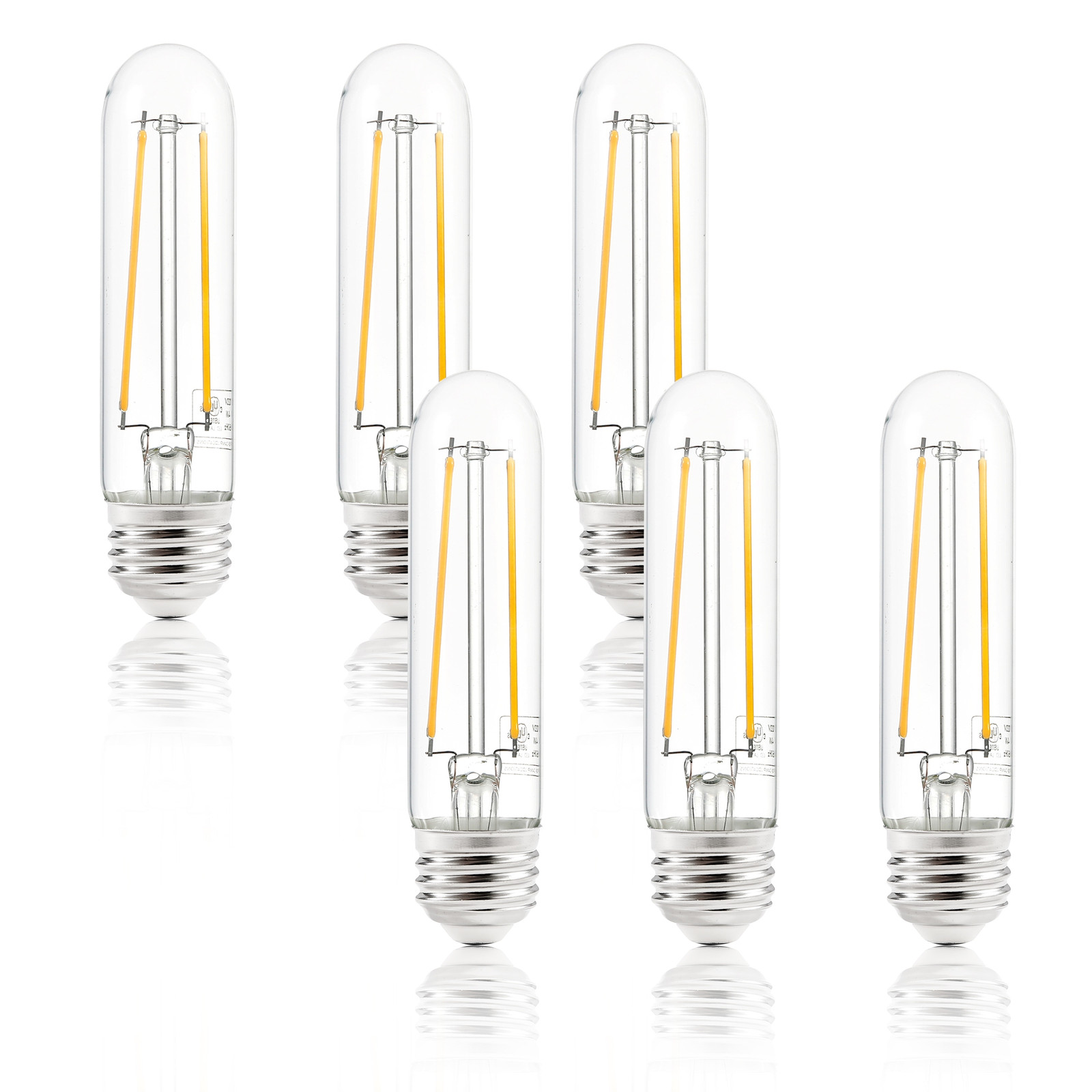 Light Society 6-Pack Sovana T10 4.9 Inch Clear LED Filament Light Bulbs for Vintage and Modern Lighting Decor