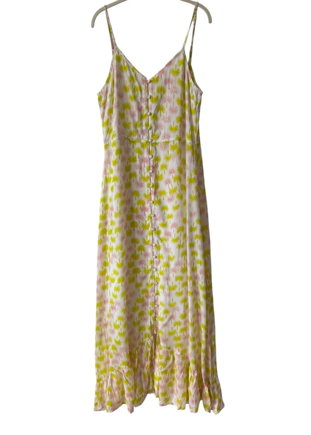 PALM ANGELS Maxi abito Marea Apres Beach nuovo senza etichette con stampa palma ora dorata taglia small $198