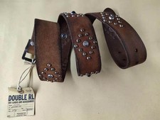 RRL Double RL Studded Roughout Suede Leather Belt Brown Western Size 30-34