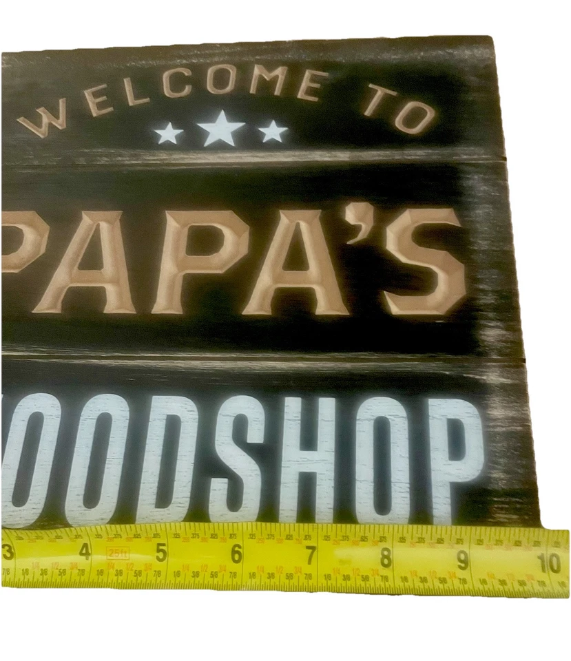 Letrero de madera bienvenida papá's Woodshop divertido garaje decoración abuelo humor nietos Foto 2 de 4