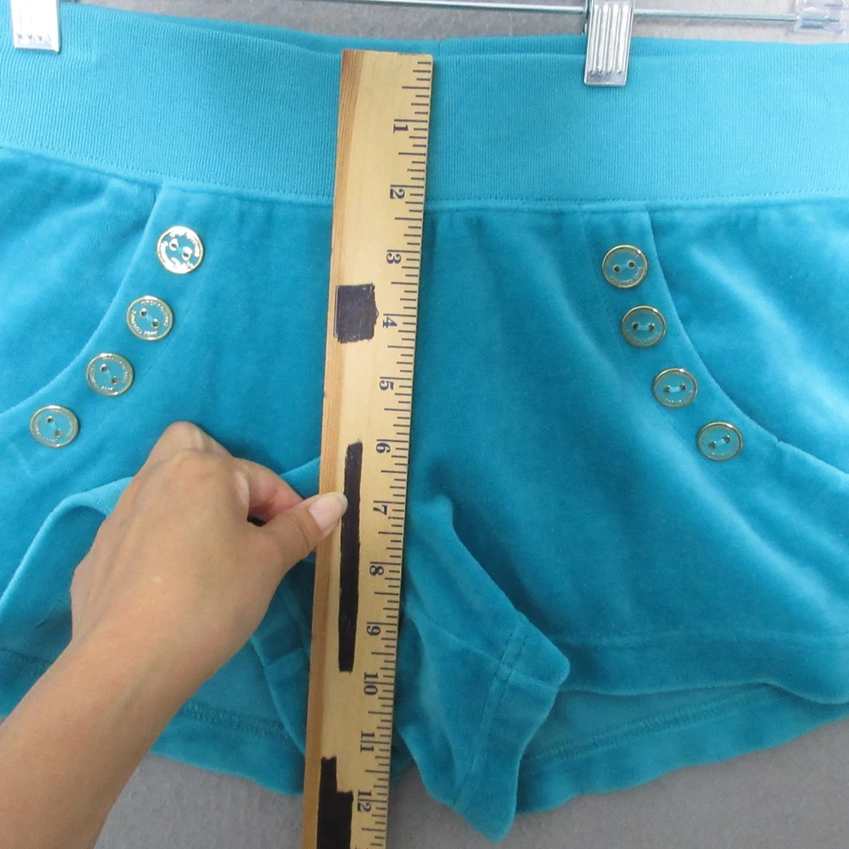 Juicy Couture Shorts Small Blue Velour Y2K 90s Lounge Pull On Comfort Cozy - Image 4 of 4