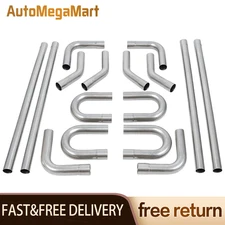 16Pcs 3"OD Stainless Mandrel Bend Straight U-Bend Custom Exhaust Tubing Pipe Kit