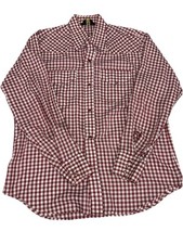 Vintage Sears Western Wear Shirt Men Large 16-16.5 Red White Pearl Snap