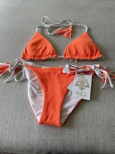 Becca Reverse Tie Side Bikini Set Size Med Ribbed