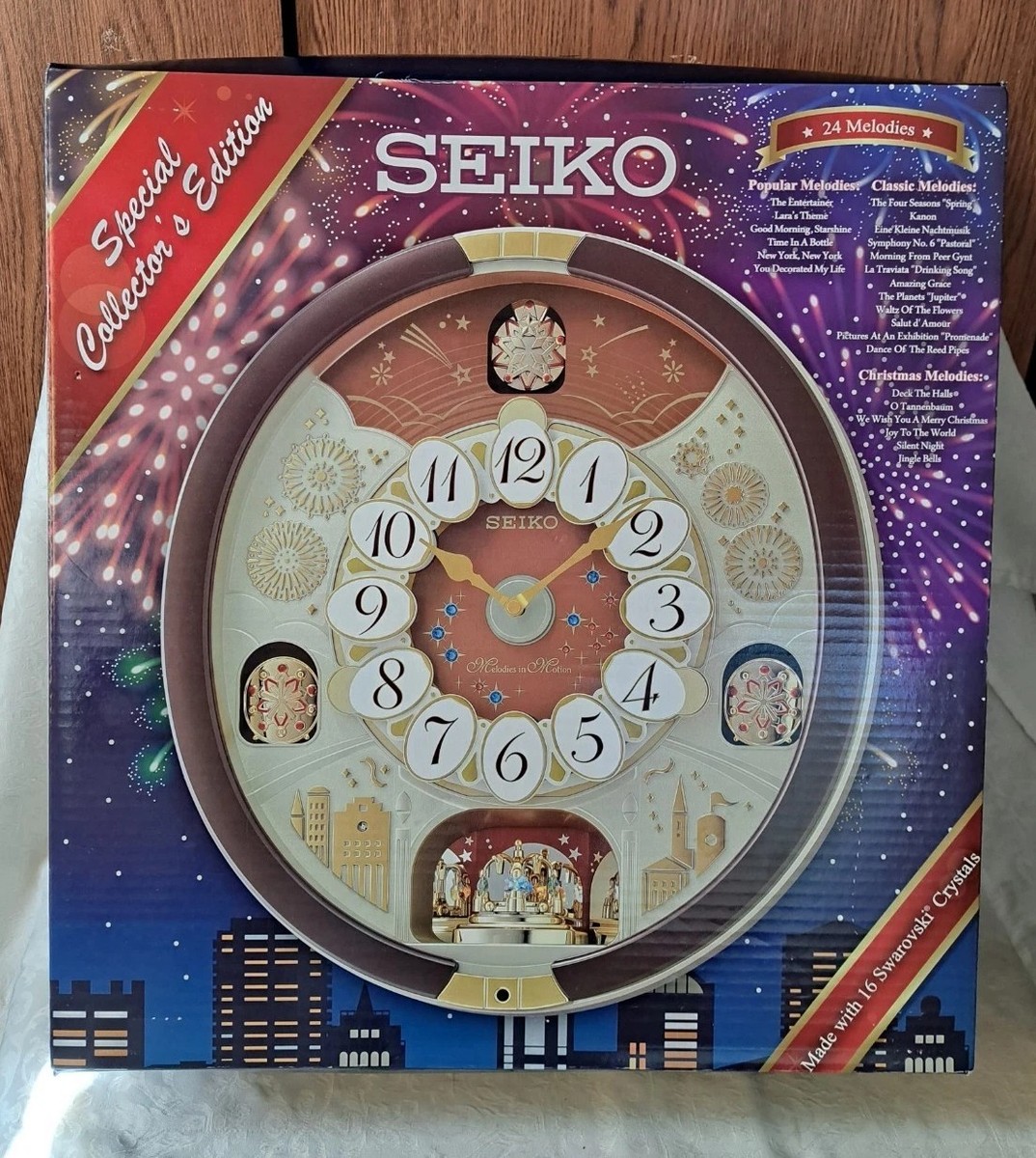 Seiko Melodies in Motion Wall Clock with Swarovski Crystals
