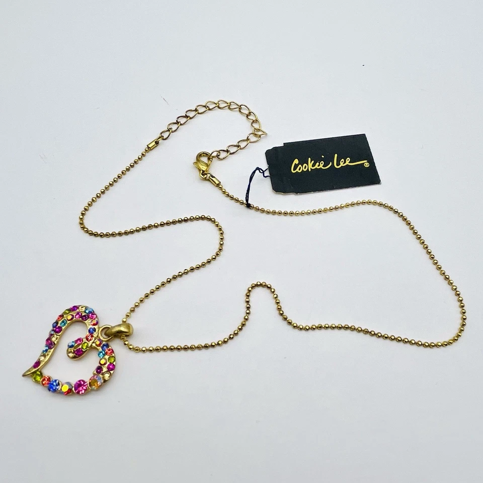 Collar Colgante Corazón Brillante Cookie Lee con Etiqueta 18" Original $28 Foto 3 de 4