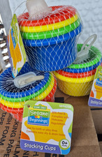 Vintage Sesame Street Stacking Cups Bathtub Toy 2012 Colors Vary 3 Sets Of 4
