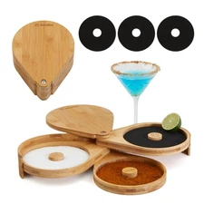 Margarita Salt Rimmer Set | 3-Tier Bamboo Salt Rimmer for Cocktails | Bartend...
