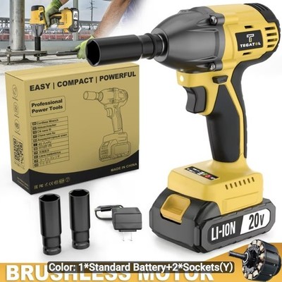 TEGATOL 20V Brushless Impact Wrench 900Nm Kit 4Ah Battery Charger Sockets