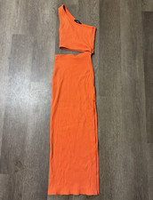 Lulus Orange Knit One-Shoulder Cutout Maxi Dress Women Size XS