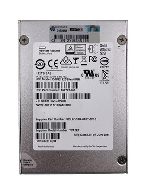HP SanDisk DOPE1920S5xnNMRI 1.92TB 2.5'' SAS 6Gb/s SSD   80%+ Health