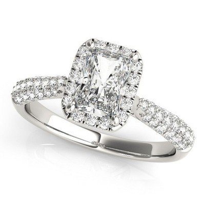 Top Qualität! 2 kt DE/VS Lab Grown Emarald Diamant Halo Verlobungsring Platin