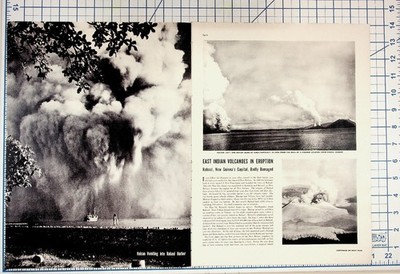 1937 New Guinea Rabaul Volcano Eruption Evacuation Article Vintage Magazine