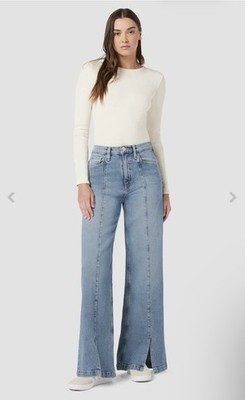 Hudson James High Rise Wide Leg Jeans Caribbean Breeze Wash Size 26 NWT Zip Fly