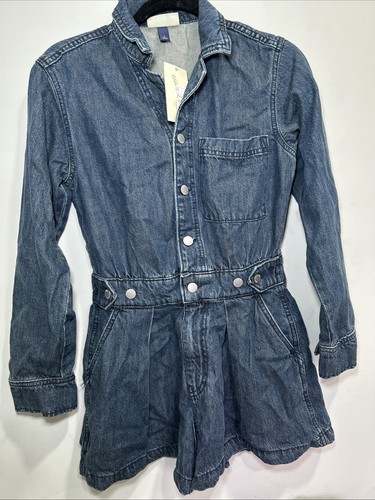 Women's Long Sleeve Denim Romper - Universal Thread Dark Wash 2: Adjustable @5 - Picture 2 of 5