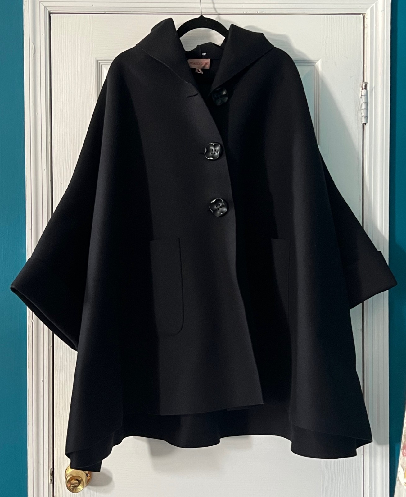 Vintage ROMEO GIGLI Black Felt Swing Coat Oversized RUNWAY EX image 6