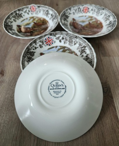4 Queen's Quintessential Game Pheasant coupe soup salad Bowl Thanksgiving 8” NWT - Picture 6 of 8