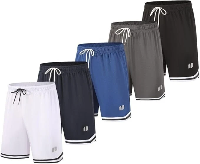 5 Pack Mens Sports Shorts Athletic Shorts Quick Dry Gym Running Fitness Workout