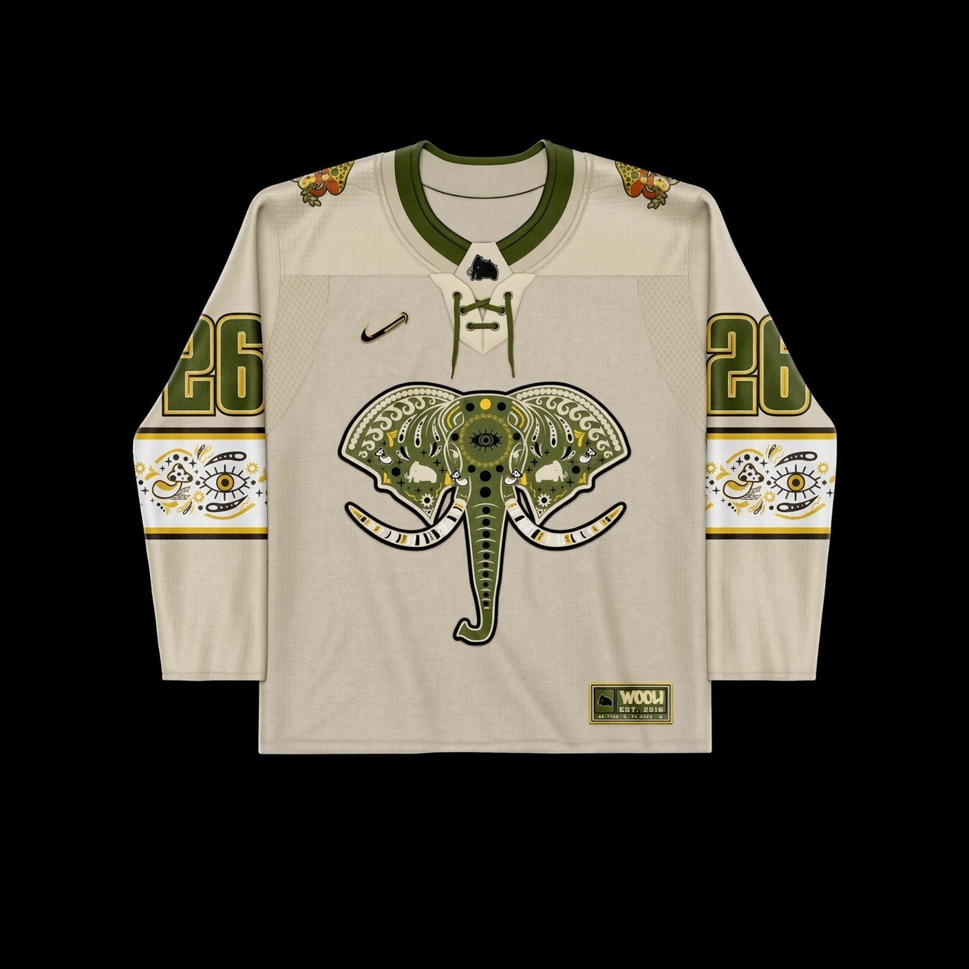 Wooli Summer 2026 Hockey Jersey (Cream/Olive Elephant)
