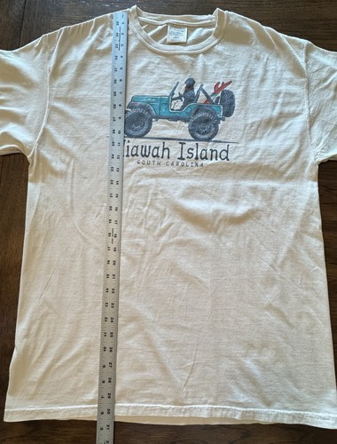 T-shirt grande uomo Kiawah Island South Carolina avorio jeep e nero grafica cane - Foto 10 di 10