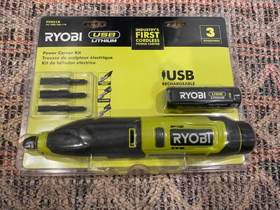 #ad #ad Ryobi USB Lithium Power Carver Kit FVH51K 3 Accessories Battery NEW Sealed $54.99