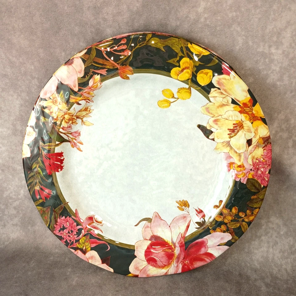 New York Botanical Garden Dark Beauty Floral Melamine Salad/Dinner Plates Set 8 - Image 2 of 4