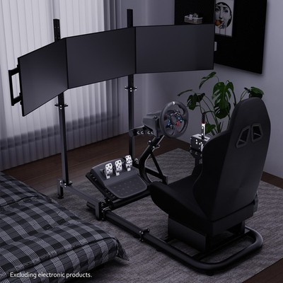 Hottoby Rennsimulator Cockpit Mit Dreifach TV Stand & Sitz Fit Logitech G29 G920
