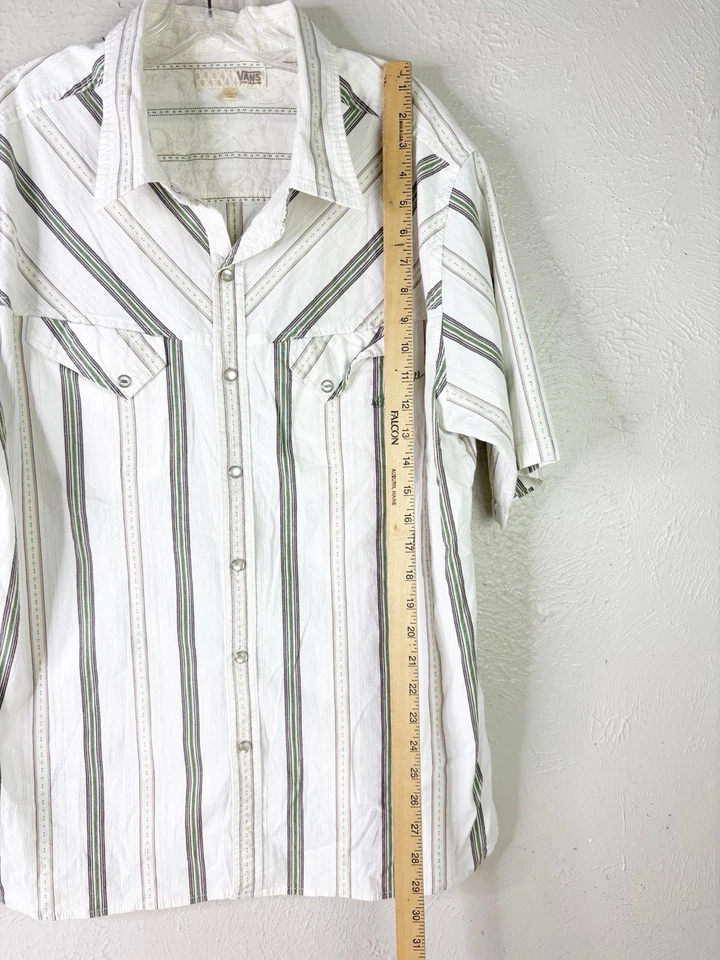 Vans XL Stripe Stretch Western Style Short Sleeve Snap Shirt Stretch EUC - Image 3 of 4