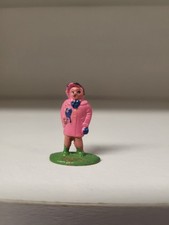 Barclay Lead Figure, Vintage Little Girl Holding Doll 1950s 1.25" Tall USA Made