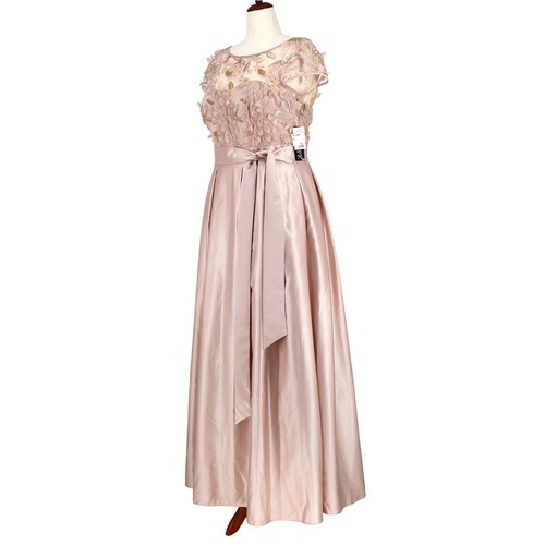 Xscape 3D Damen beige Satin Stickerei Blumen Mieder Abend Maxikleid Größe 14 - Bild 5 von 7