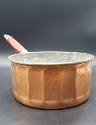 Topf Sauciere Kupfer verzinnt gerippt ADB Ø20,5cm Holzgriff Ausgießer Gd