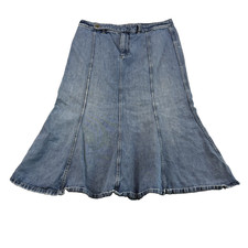 Polo Ralph Lauren Jeans Co Vintage Flared Denim Maxi Skirt Trumpet Hem Size 8