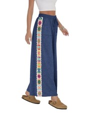 Womens Wide Leg Pants Stretch Casual Drawstring Waist Lounge Sweatpants
