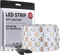 BTF-LIGHTING WS2812B 5M 30 Leds/Pixels/M 150Leds LED Streifen Weiß PCB IP30 |