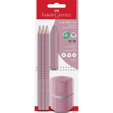 Faber-Castell Grip 2001 pencil, eraser, sharpener, set, rose shadows 580073