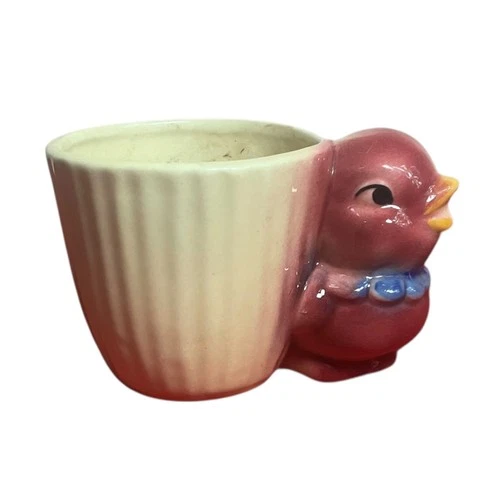 VTG Shawnee Pottery Chick Planter Red Blue Made USA Small