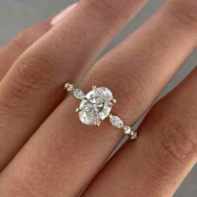 Ct IGI GIA Lab Grown Diamond Wedding Ring Oval Cut 14K Yellow Gold  Size