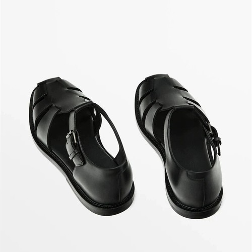 Roman Style Closed Toe Sandals Business Buckle Real Leather Men Shoes Hollow out - Picture 2 of 12