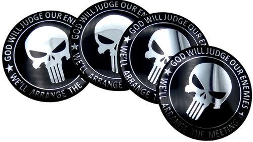 4-Pack God Will Judge Our Enemies 2nd Amendment Wheel Cap Decal Stickers 2.20" - Picture 6 of 12
