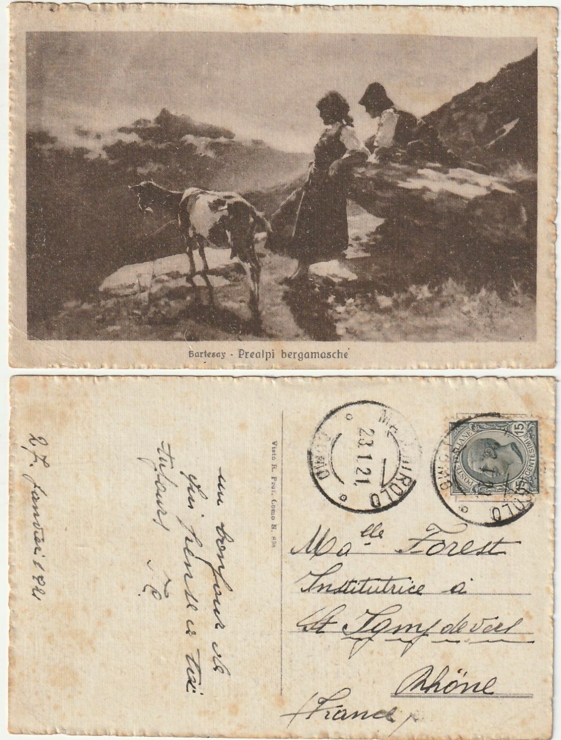 BARTESAY - PREALPI BERGAMASCHE - BERGAMO - VIAGG. 1921 -47562-