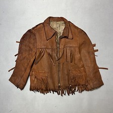 Vintage 40s Fringe Leather Youth Jacket Display Serval Zipper