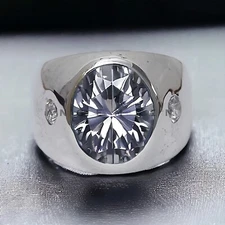 Moissanite Gemstone With 925 Sterling Silver Groom Ring For Men's #AL833