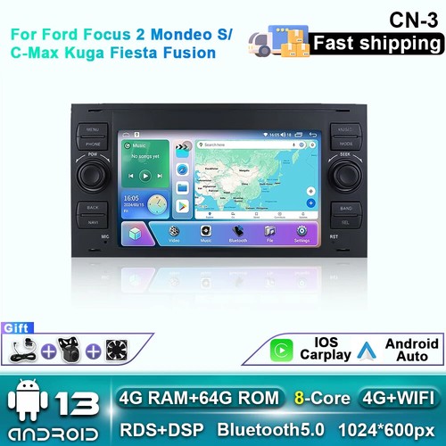 Radio de coche pantalla GPS para Ford Focus 2 Mondeo S/C-Max Kuga Fiesta Fusion CarPlay - Imagen 7 de 34