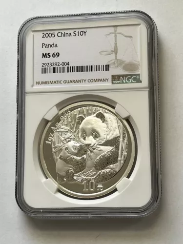 2005 China Silver Panda 10 Yuan S10Y NGC MS69