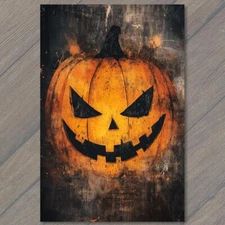 POSTCARD Halloween Pumpkin Cute Orange Jack-O-Lantern Cute Spooky Fall Fun