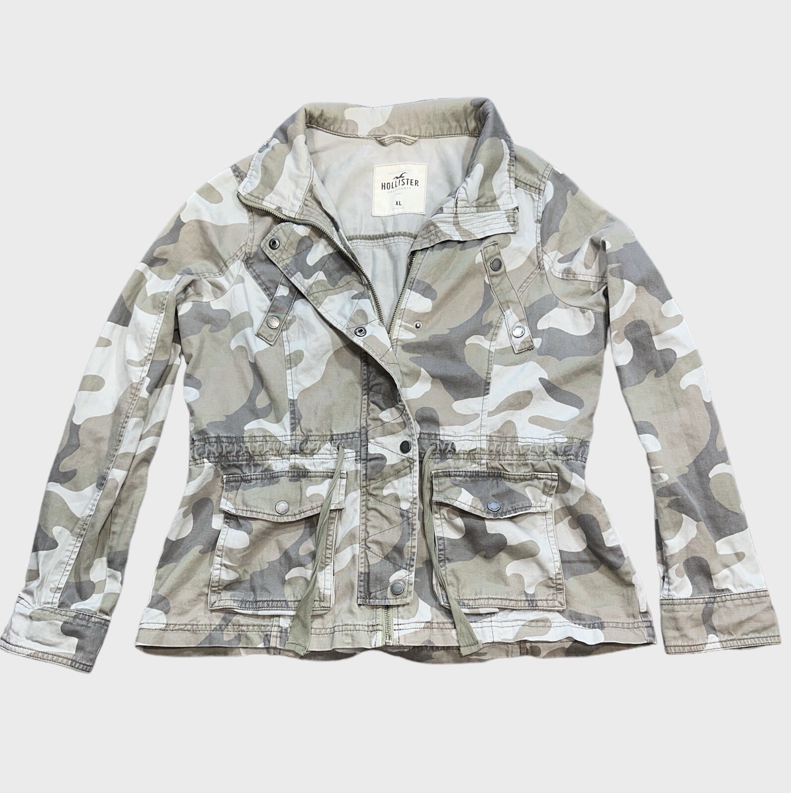 Hollister Womens XL Camo Military Utility Jacket