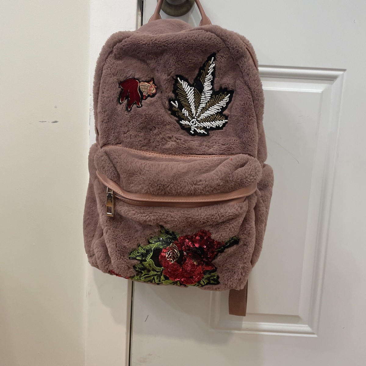 Italian Fur Backpack- A & M Italy- Super soft Mauve Color 