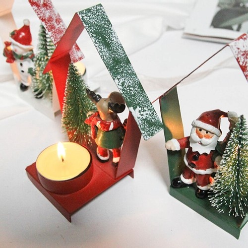 Metal Christmas Snowman/Santa/Elk Christmas Holders Tea Light Christmas