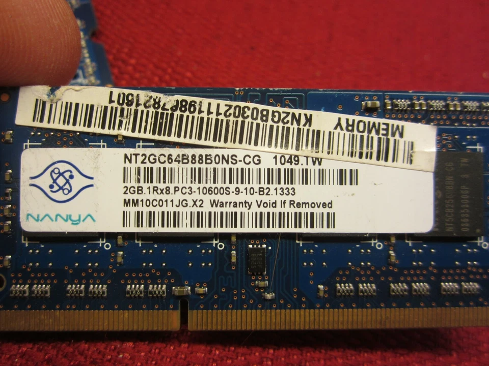 NANYA 4GB (2 x 2GB) DDR3 PC3-10600S Sodimm Memory RAM KIT NT2GC64B88B0NS-CG - Image 2 of 2