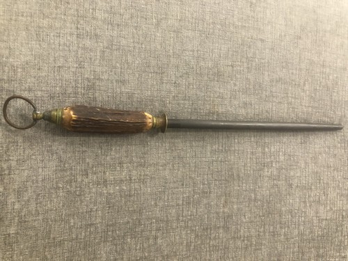 Vintage Antique Forged Steel 12” Sharpening Steel Horn Handle Made In England - Picture 4 of 10